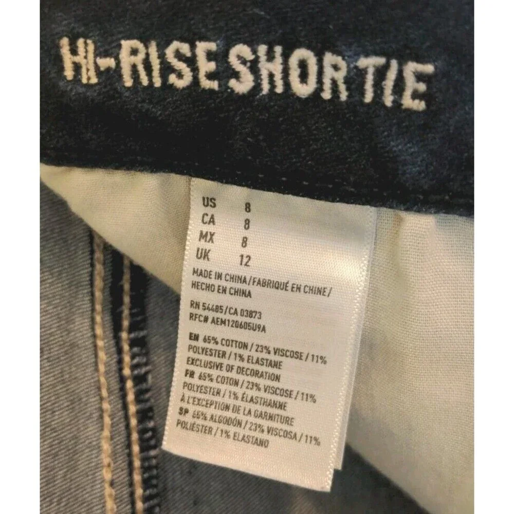 American Eagle Sz 8 Shorts Women's Hi Rise Shortie Jean Blue Denim Super Stretch